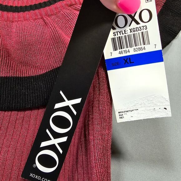 XOXO Purple Knit Maxi Dress NEW Sleeveless Pencil Ruffled Halter Neck Women's XL - Picture 4 of 10